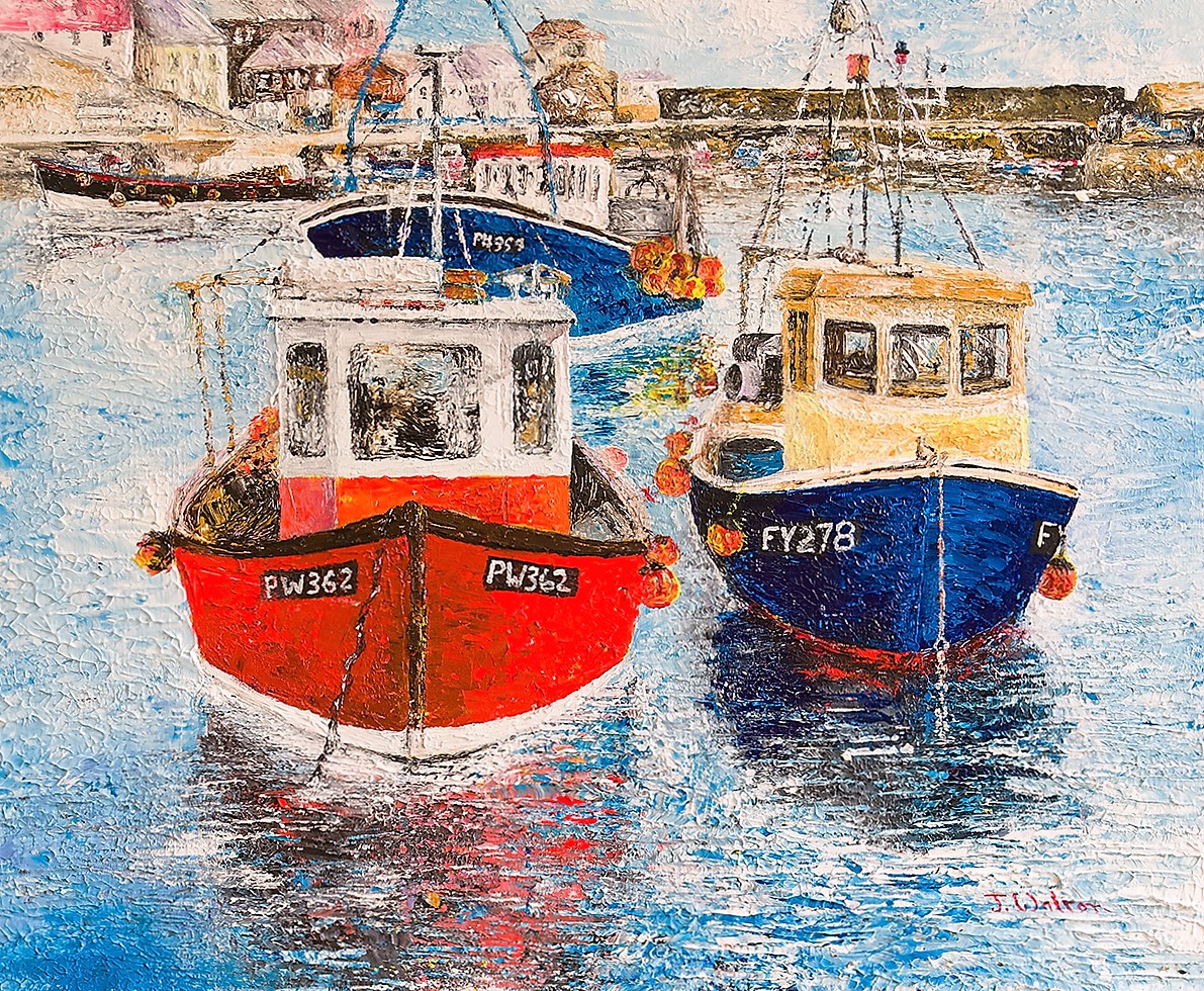 Joe Walton Artist - 2 Boats at Mevagissey