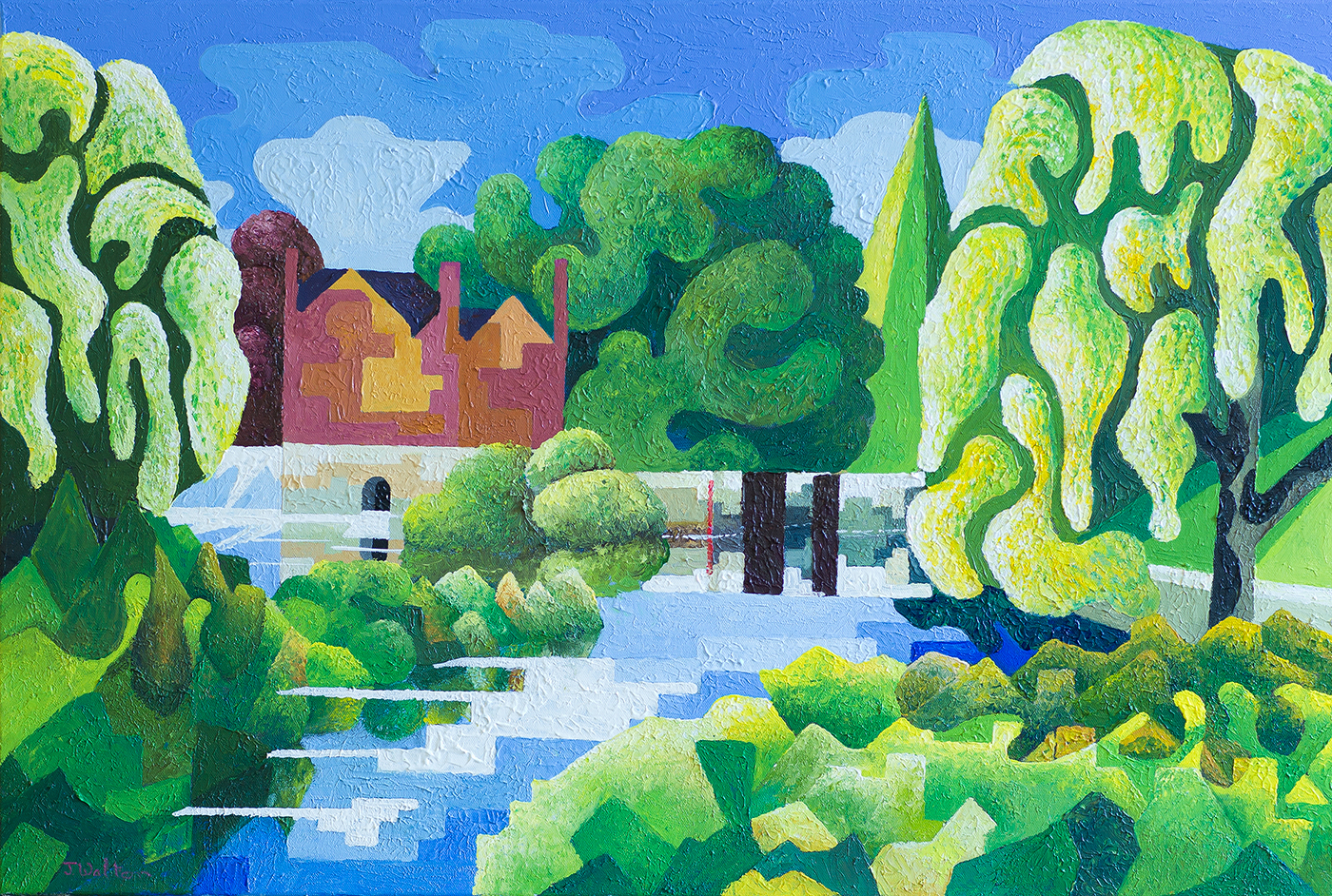 Joe Walton Artist - Fladbury Lock and Cropthorne Mill