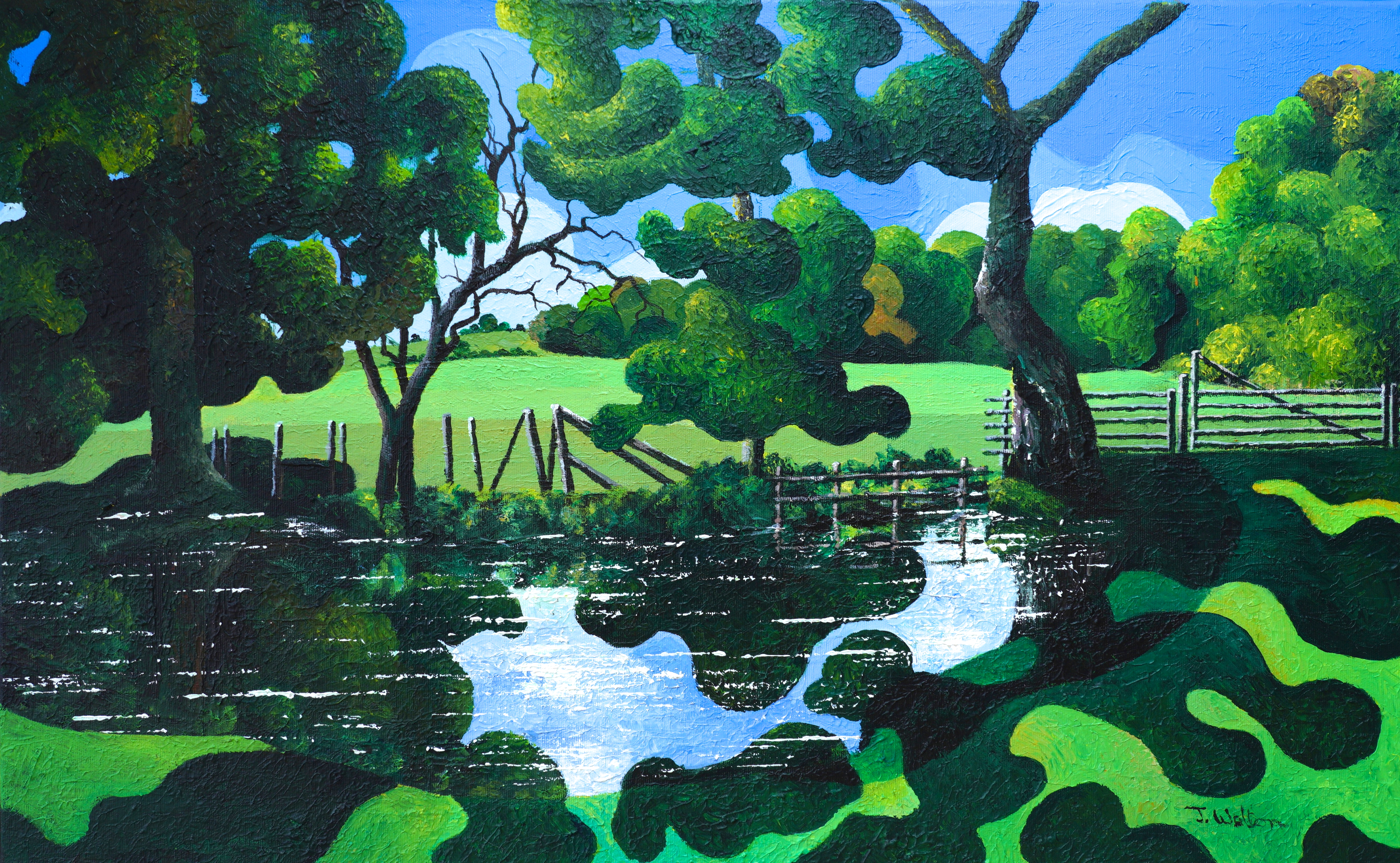 Joe Walton Artist - Pond at Hanbury Hall